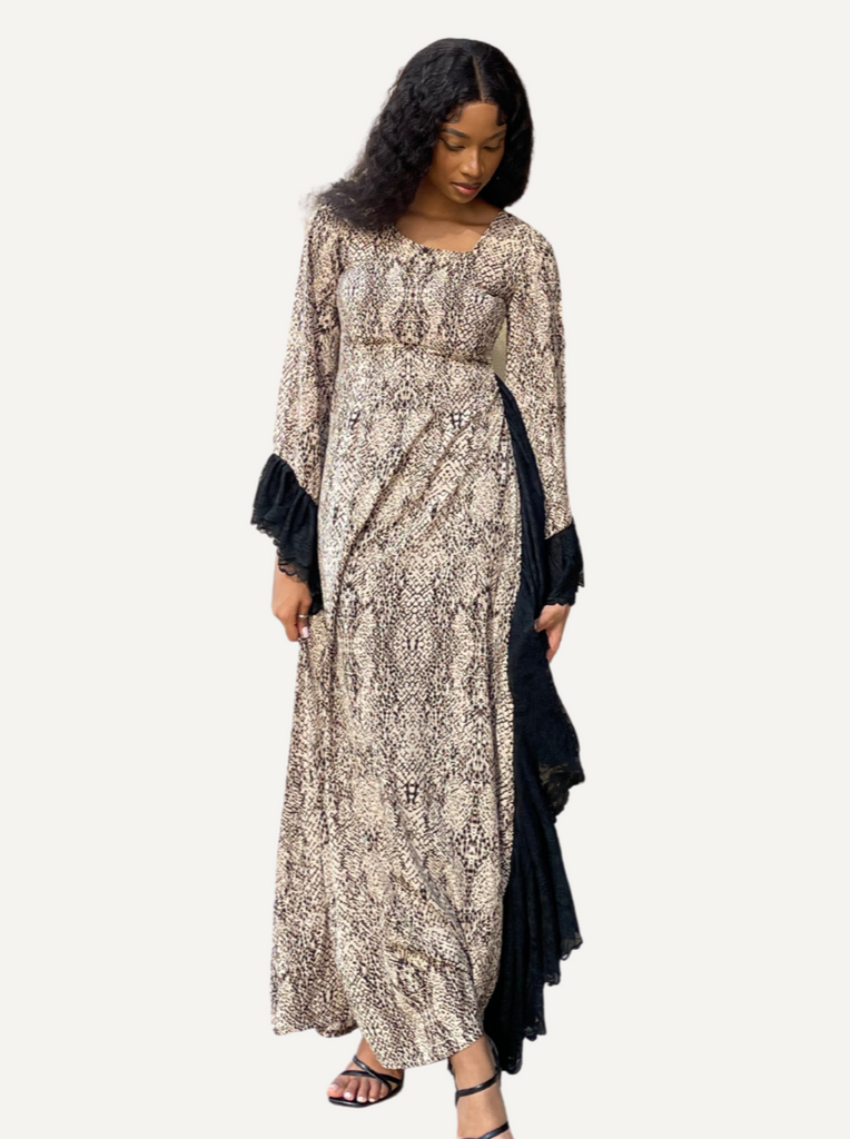 Zahra - Beige Print dress